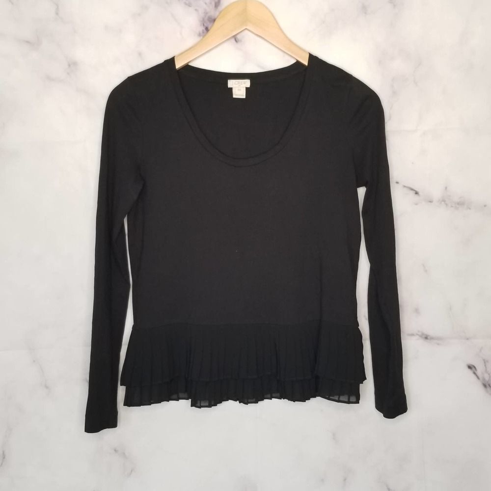 J.CREW factory black pleated trim blouse XXS